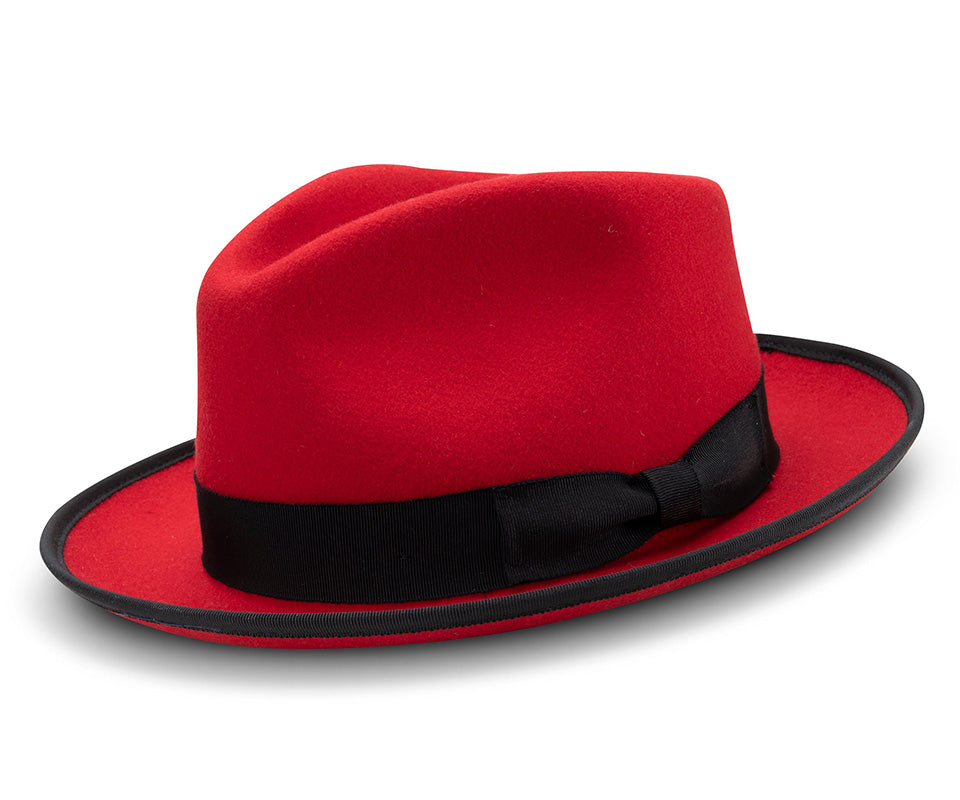 Red 2 ½" Wide Brim Wool Felt Hat