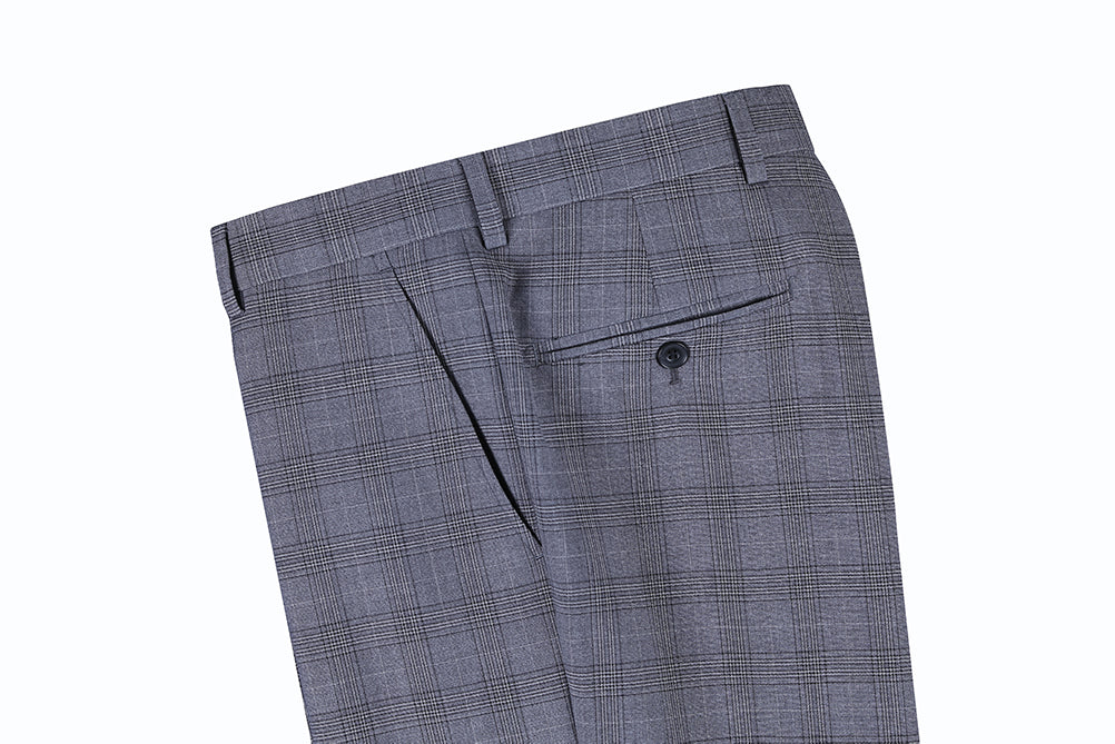 San Gemini Collection - 3 Piece Suit 2 Buttons Gray Glen Plaid Regular Fit