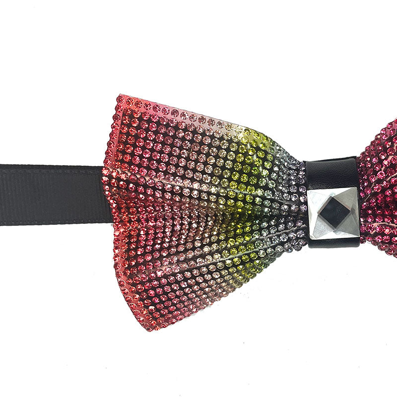 Rainbow Sparkling Crystal Adjustable Men's Bowtie Accessory Box