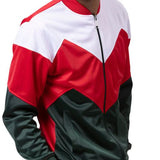 Men's Track Suit Chevron Design in Red & Hunter Green