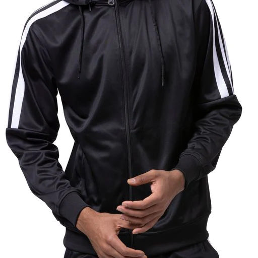 Men's Track Suit with Detachable Hood in Black