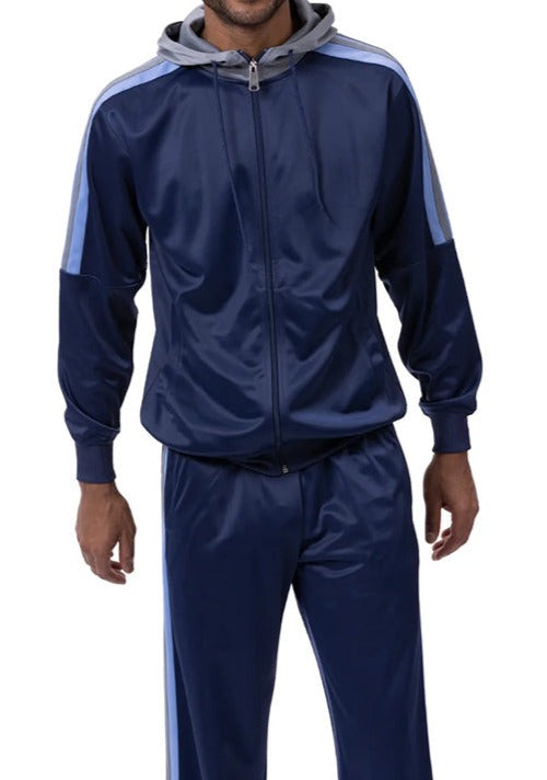 Men's Track Suit with Hood in Navy | Suits Outlets Men's Fashion