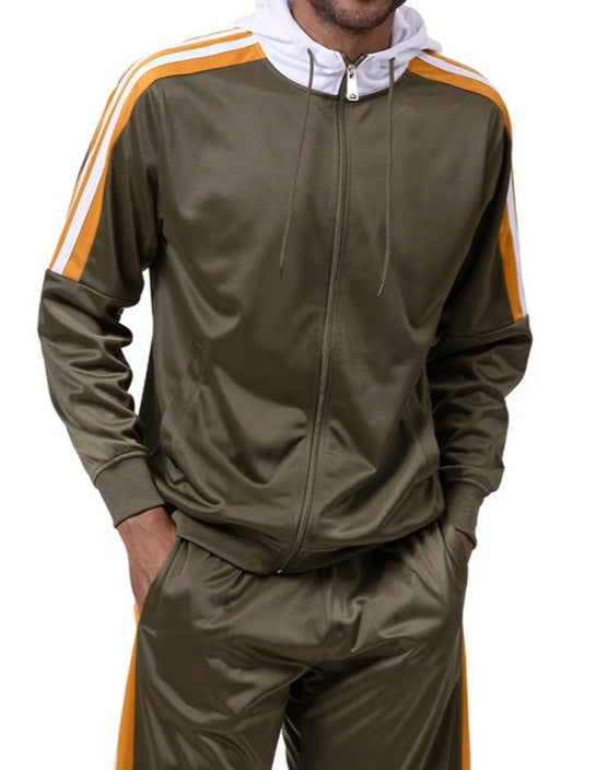 Men's Track Suit with Hood in Olive