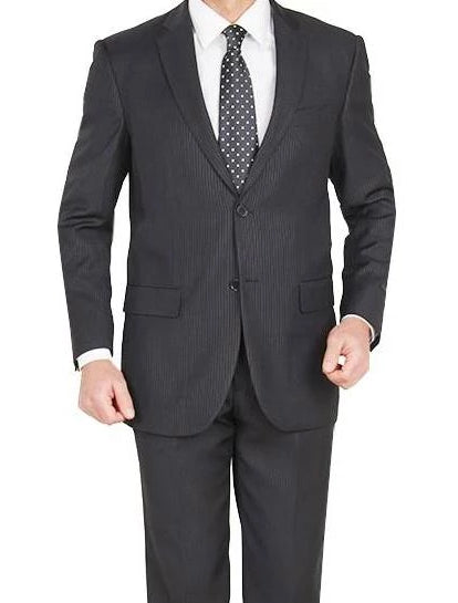 Modern Fit 2 Piece Pinstripe Suit 2 Button Black