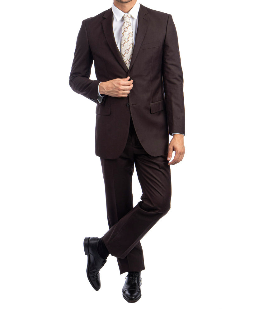 Bacchus Collection - Regular Fit Suit 2 Button 2 Piece in Chocolate