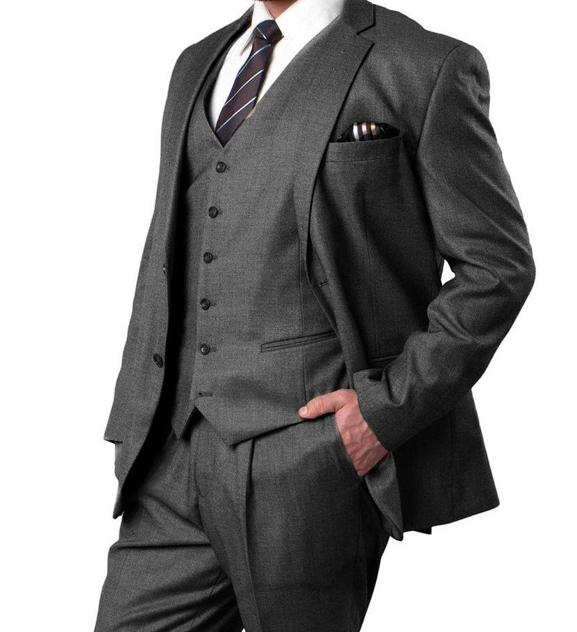 L'Homme Regular Fit Suit 3 Piece With 6 Buttoned Vest in Charcoal