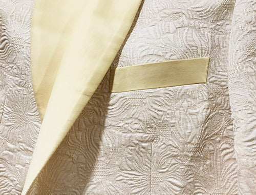 Ivory Slim Fit Tuxedo 4 Piece with Satin Shawl Collar Beveled Designed Vest