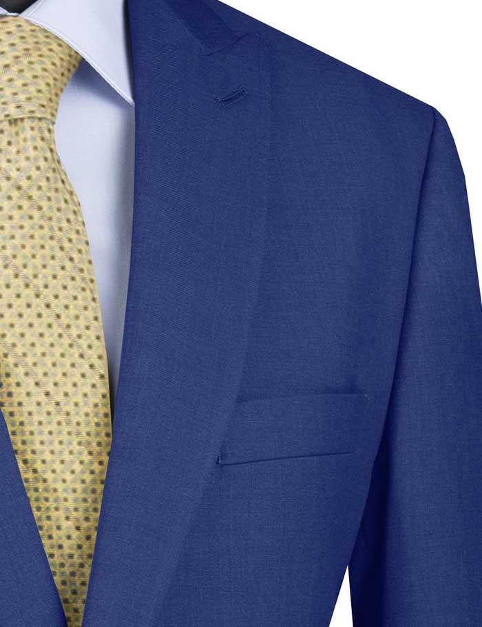 Blue Modern Fit 2 Piece Suit Textured Solid with Peak Lapel