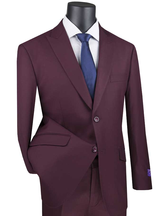 Maroon Modern Fit 2 Piece Suit Textured Solid with Peak Lapel