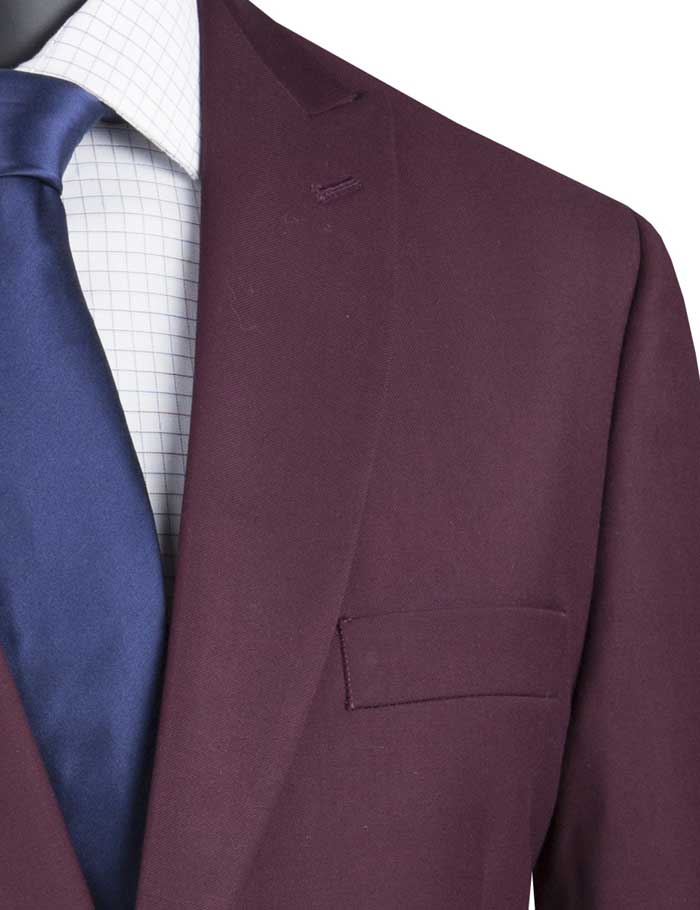 Maroon Modern Fit 2 Piece Suit Textured Solid with Peak Lapel