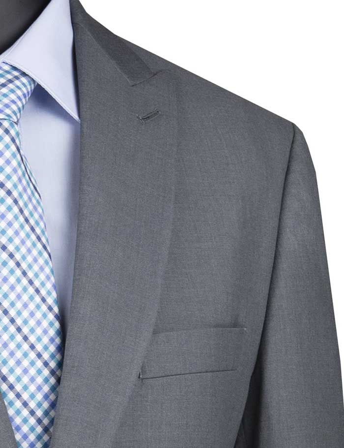 Medium Gray Sharkskin - Peak Lapel - Three Piece - English Cut Suit