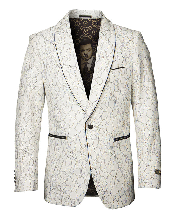 Empire Collection - White Floral Solid Pattern Sports Coat Slim Fit