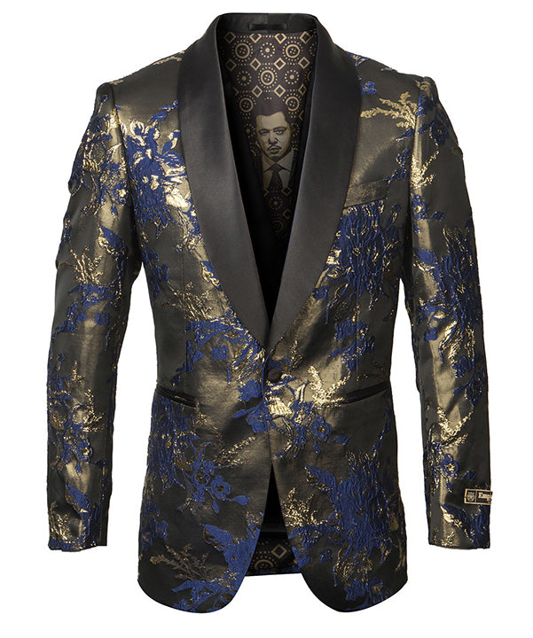Empire Collection - Blue Floral Pattern Sports Coat Slim Fit