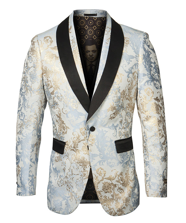 Empire Collection - Blue/Gold Floral Pattern Sports Coat Slim Fit