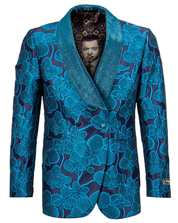 Empire Collection - Turquoise Slim Fit Dinner Jacket Double Breasted Blazer