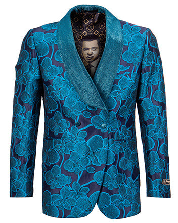 (4XL) Turquoise Slim Fit Dinner Jacket Double Breasted Blazer