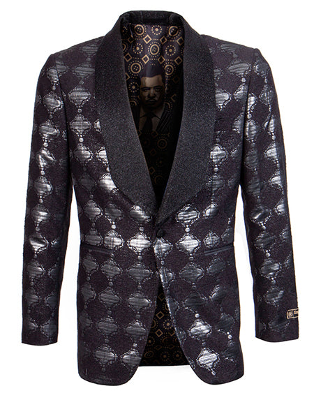 Empire Collection - Black Slim Fit Formal Dinner Show Jacket Shawl Lapel