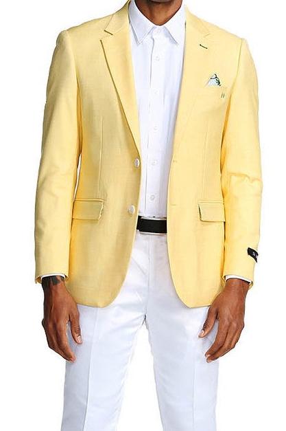 (XL) Slim Fit Blazer 2 Button in Solid Lemon Yellow