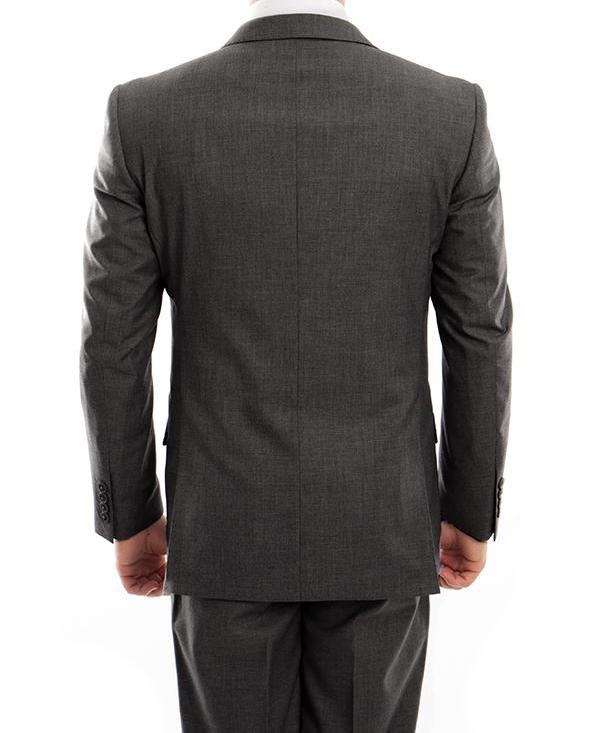 Arezzo Collection - 100% Wool Suit Modern Fit Italian Style 2 Piece in Dark Gray