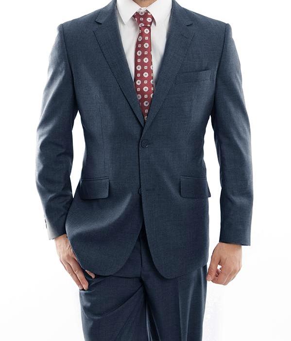 Arezzo Collection - 100% Wool Suit Modern Fit Italian Style 2 Piece in Indigo