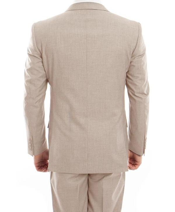 (58R) 100% Wool Suit Modern Fit Italian Style 2 Piece in Tan