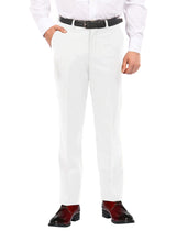 White Dress Pants Regular Leg Flat Front Pants Pre-Hemmed
