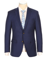Half Canvas Wool Dress Suit Modern Fit 2 Piece in Blue