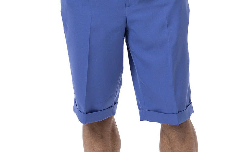 Royal Blue 2 Piece Short Sleeve Walking Suit Argyle Pattern with Shorts
