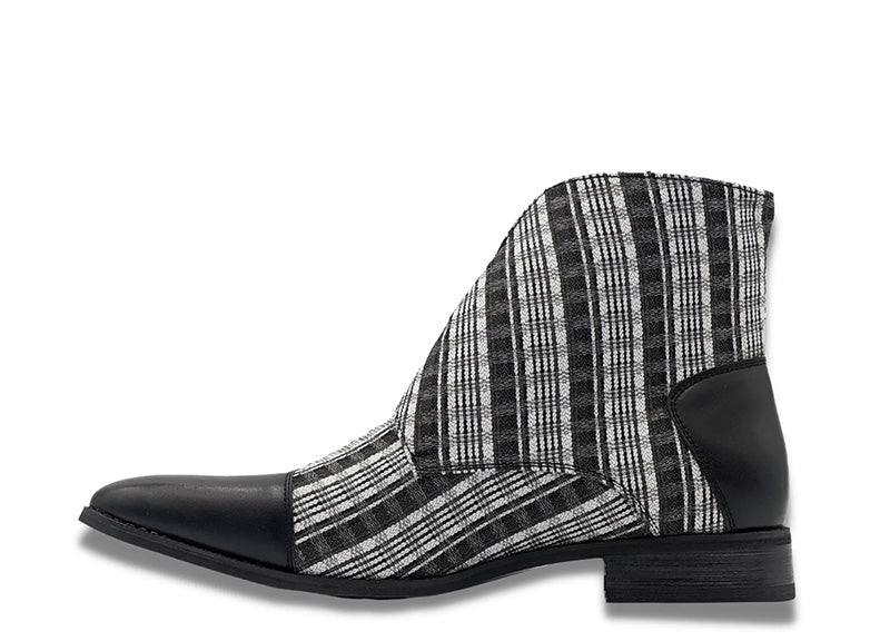 Black Striped Double Monk Strap Fashion Boots