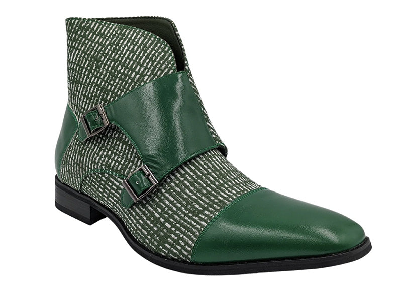 Hunter Green Double Monk Strap Fashion Boots
