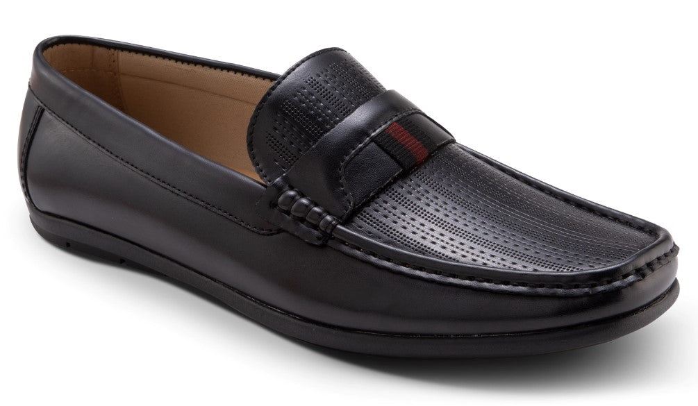Black Fashion Loafers Slip-On Shoes Striped