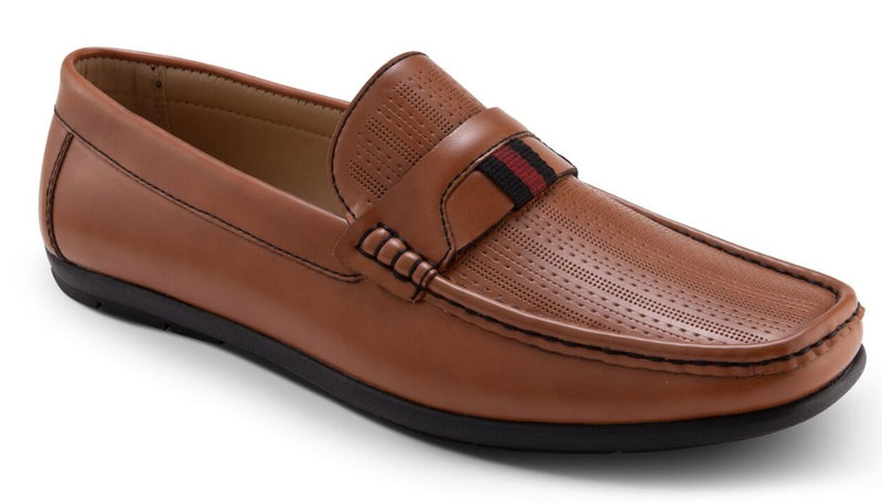 Cognac Fashion Loafers Slip-On Shoes Striped