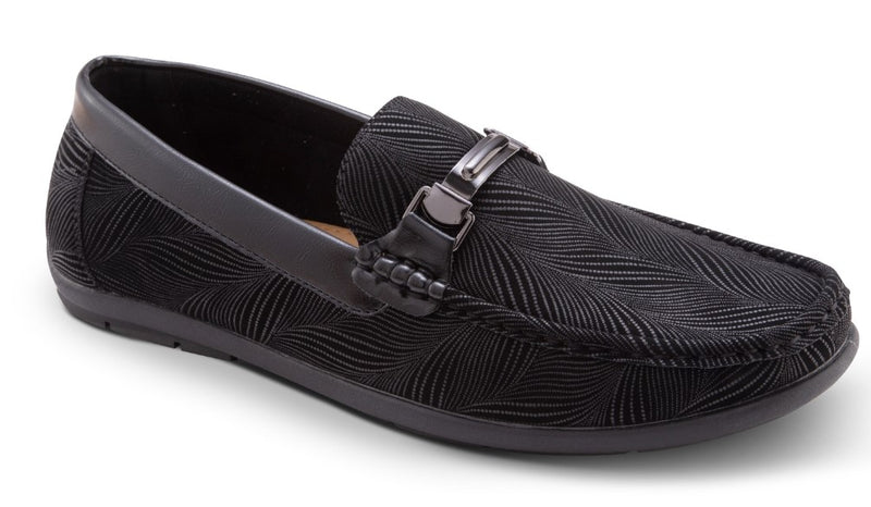 Black Fashion Loafers Slip-On Shoes Asymmetrical Prints