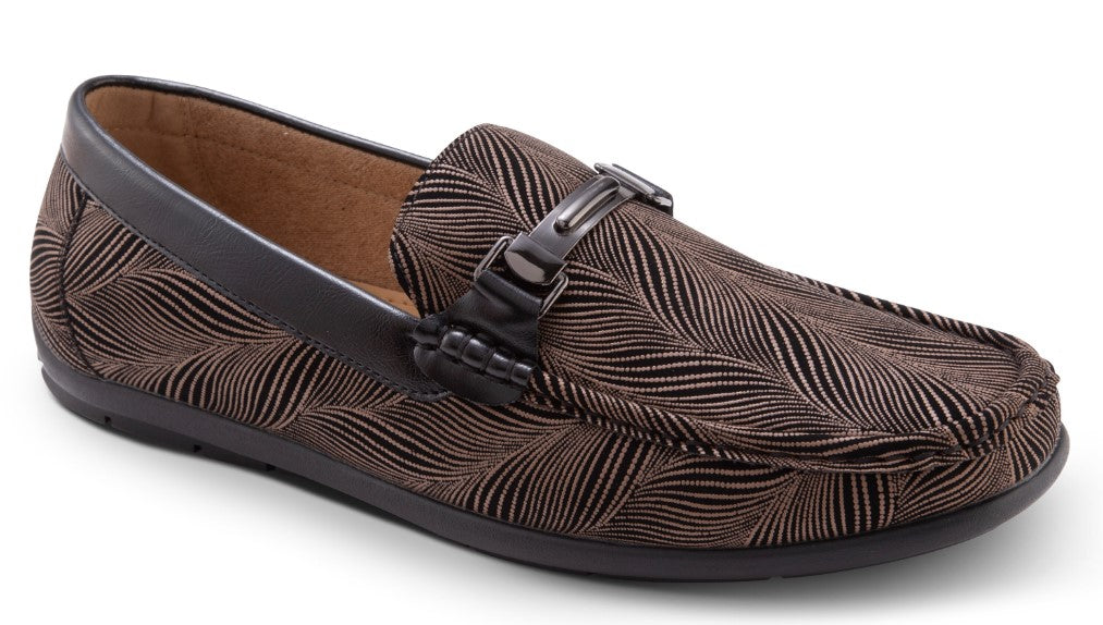 Brown Fashion Loafers Slip-On Shoes Asymmetrical Prints