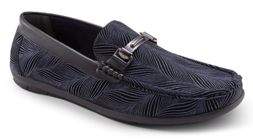 Navy Fashion Loafers Slip-On Shoes Asymmetrical Prints