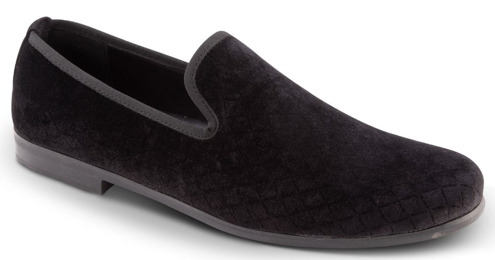 Black Fashion Loafers Slip-On Shoes Diamond Design