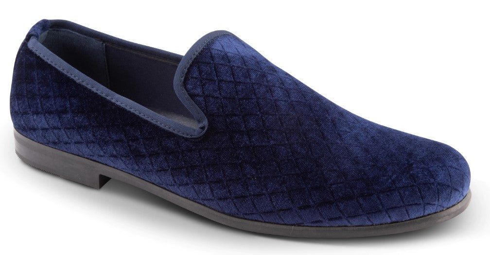 Navy Fashion Loafers Slip-On Shoes Diamond Design