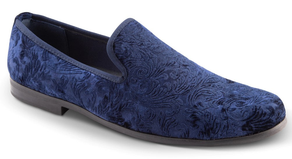 Navy Fashion Loafers Slip-On Shoes Paisley Design