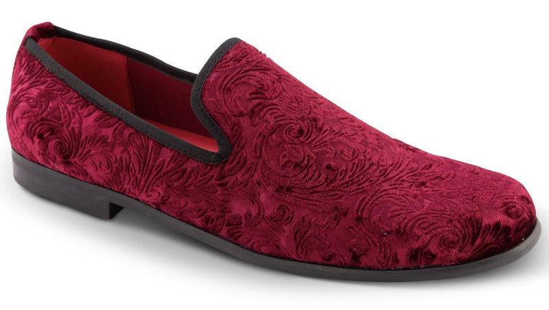 Wine Fashion Loafers Slip-On Shoes Paisley Design