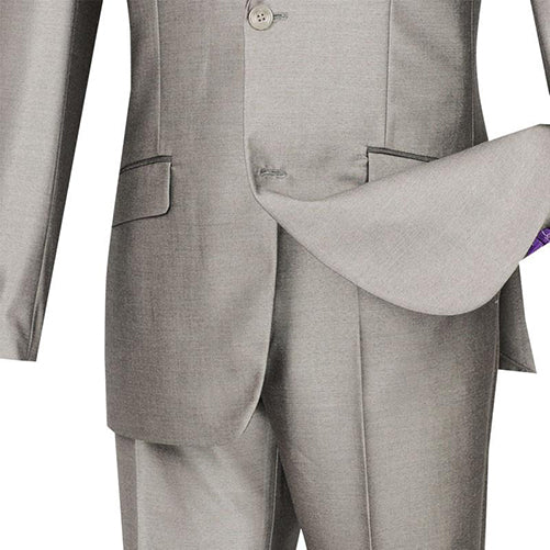 Slim Fit Shiny Sharkskin Men's 2 Piece Suit in Gray