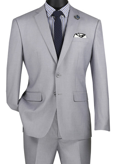 Slim Fit Men's Suit 2 Piece 2 Button in Light Gray | Suits Outlets Men ...