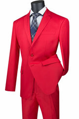 Slim Fit Men's Suit 2 Piece 2 Button in Red