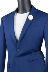 Slim Fit Men's Suit 2 Piece 2 Button in Twilight Blue