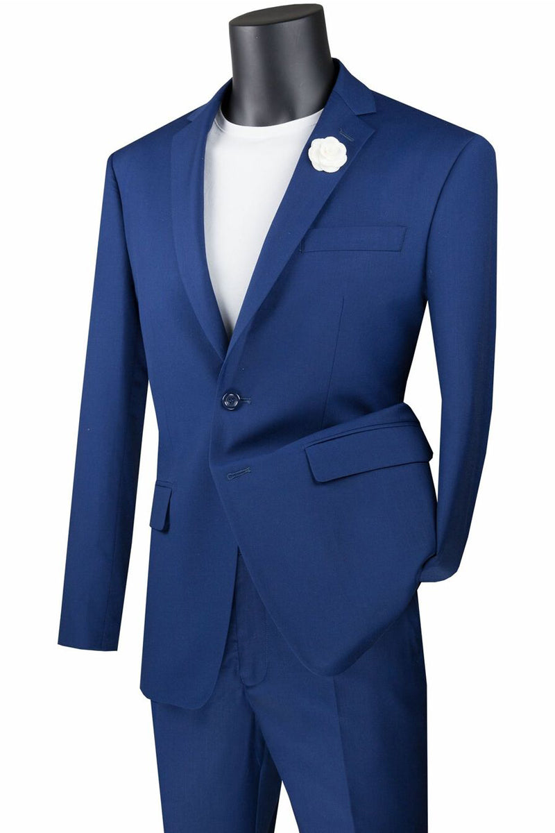 Slim Fit Men's Suit 2 Piece 2 Button in Twilight Blue