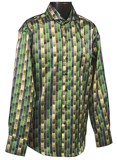Dress Shirt Regular Fit Fancy Stripe Pattern In Green