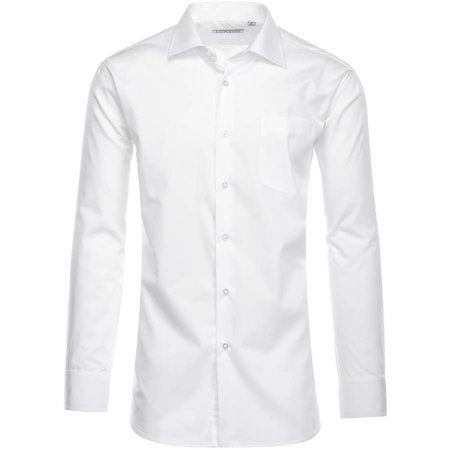 Cotton Blend Dress Shirt Regular Fit In White
