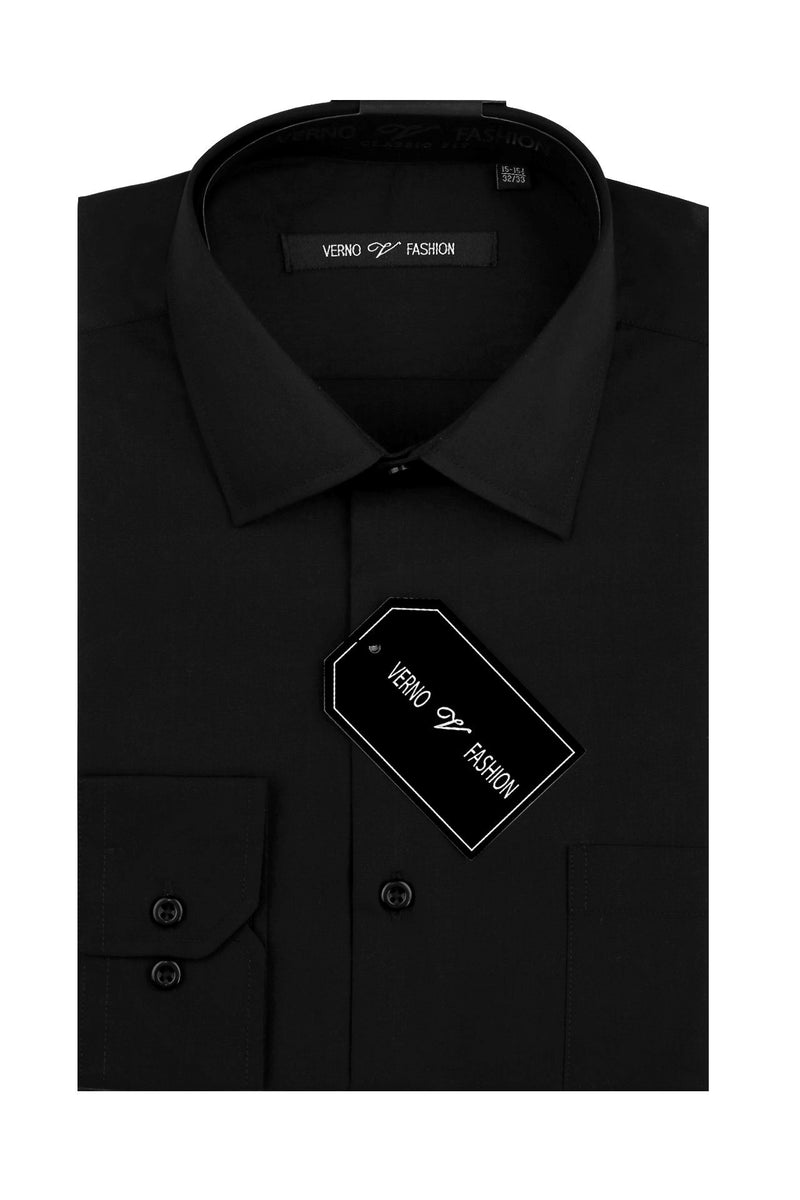 Cotton Blend Dress Shirt Regular Fit In Black