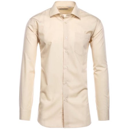 Cotton Blend Dress Shirt Regular Fit In Taupe