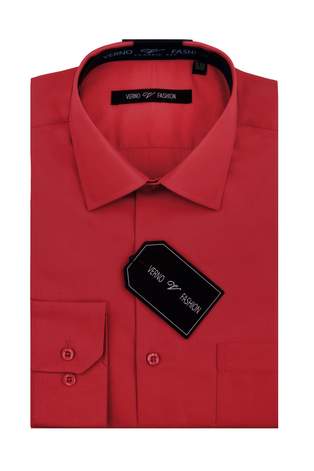 Cotton Blend Dress Shirt Regular Fit In Brick Red