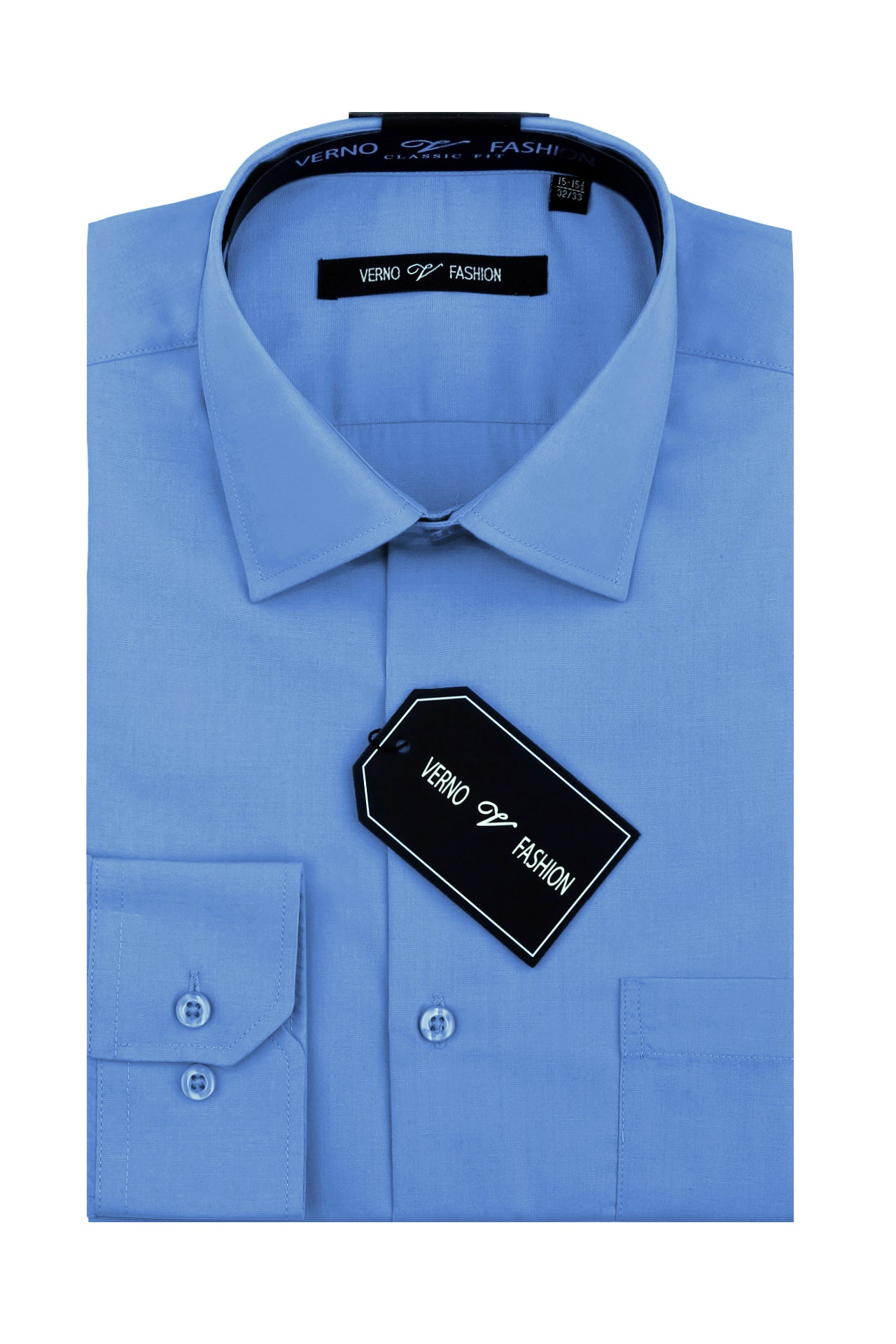 Cotton Blend Dress Shirt Regular Fit In Light Blue